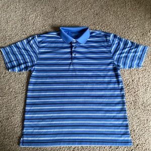 PGA Tour Men’s Short Sleeved Polo Large Blue Stripes
